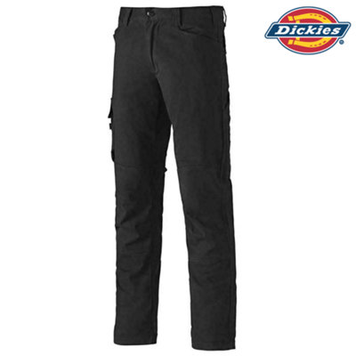 Dickies Flex Work Trousers Multi Pocket With Knee Patches28" Waist Black from B&Q