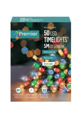 Premier Decorations Limited 50 Battery Operated Led Timelights Multi-Coloured Multi-Action from B&Q
