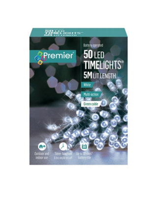 Premier Decorations Limited 50 Battery Operated Led Timelights White Multi-Action from B&Q