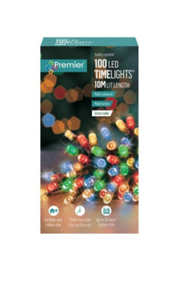 Premier Decorations Limited 100 Battery Operated Led Timelights Multi-Coloured Multi-Action from B&Q