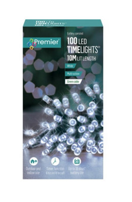 Premier Decorations Limited 100 Battery Operated Led Timelights White Multi-Action from B&Q