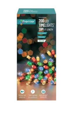 Premier Decorations Limited 200 Battery Operated Led Timelights Multi-Coloured Multi-Action