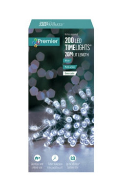 Premier Decorations Limited 200 Battery Operated Led Timelights White Multi-Action from B&Q