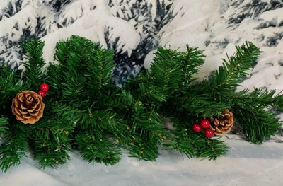 Premier Decorations Limited Artificial Christmas Garland Red Berry & Pine Cones Green Garland 2.7M from B&Q