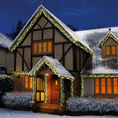B&Q -  480 Led Christmas Cluster Lights Warm White Multi Action 6.2M Lit Length