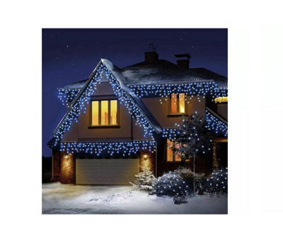 Premier Decorations Limited 480 Led Blue & White Snowing Icicle Lights Timer Christmas Lights 11.8M Lit Length from B&Q