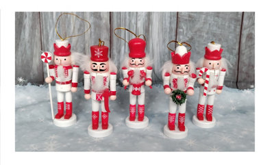 Premier Decorations Limited Christmas Nutcracker Tree Decorations Pack Of 5 White & Red Nutcrackers from B&Q