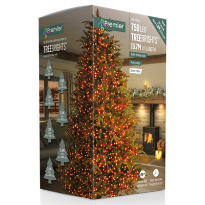 Premier Decorations Limited 750 Led 6Ft Christmas Tree Lights Multi Action Timer Red Vintage Gold from B&Q