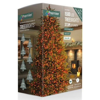 Premier 1500 Led 37.5M Treebright Christmas Tree Lights Timer Red & Vintage Gold - Image 4