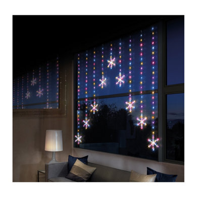 Premier Decorations Limited Led Snowflake Curtain Light Rainbow Premier Christmas Window Net 1.2M X 1.2M from B&Q