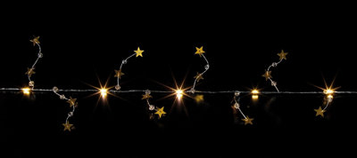 Premier Decorations Limited 20 Led Gold Star Beaded Christmas Garland 1.9M Warm White Lights Battery Operated from B&Q