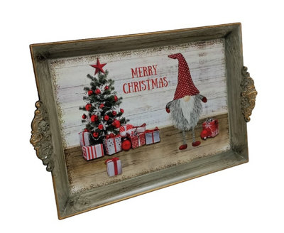 Premier Decorations Limited Christmas Gonk Tea Serving Tray Plastic Drinks Lap Snack Tray 40Cm X 26Cm from B&Q