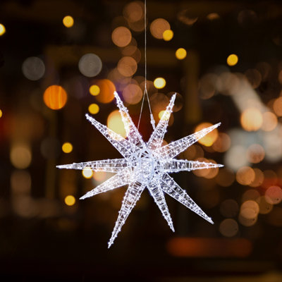 Premier Decorations Limited Premier 3D Hanging Light Up Starburst With 720 White Leds from B&Q
