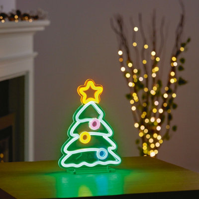 Premier Decorations Limited Neon Led Christmas Tree Light Sign Table Top Decoration Small Xmas Light 24Cm