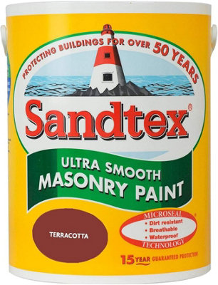Sandtex 5L Smooth Masonry Paint Terracotta | Ultra-Flex Microseal Finish, Resists Peeling, Dirt-Resistant, Rainproof In 1 Hour - Image 2