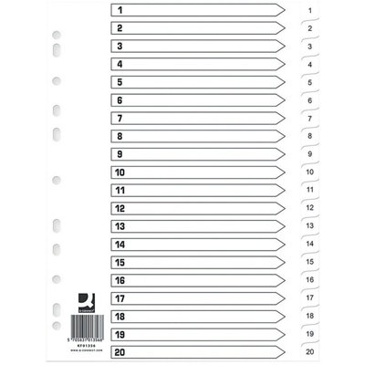 Q-Connect Index 1-20 Polyp Wht Pk10 from B&Q