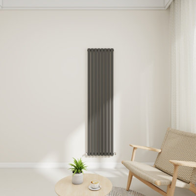  - Warmora 1600X472mm Anthracite Horizontal Single Oval Column Designer Central Heating Rad
