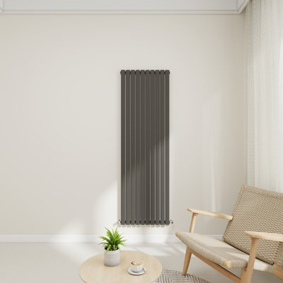  - Warmora 1600X590mm Anthracite Horizontal Single Oval Column Designer Central Heating Rad
