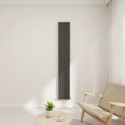  - Warmora 1800X354mm Anthracite Horizontal Double Oval Column Designer Central Heating Rad