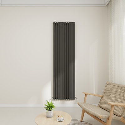  - Warmora 1800X590mm Anthracite Horizontal Double Oval Column Designer Central Heating Rad