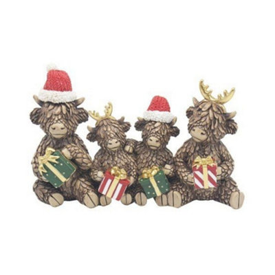 Christmas Highland Cow Family With Gifts