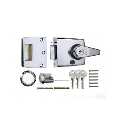 Era - Night Latch Double Locking 60mm Backset - Satin Chrome