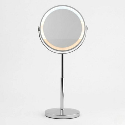 Home Luxe Interiors 7" Rechargeable Led Double Sided Makeup Mirror - Chrome Finish 3X Zoom