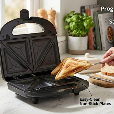 Home Luxe Interiors Progress Mellow 2-Slice Sandwich Maker750W Non-Stick ToasterBlue from B&Q