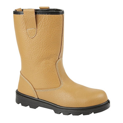 Grafters Mens Leather Safety Rigger Treaded Sole Toe Cap Boots Tan (10 Uk) from B&Q
