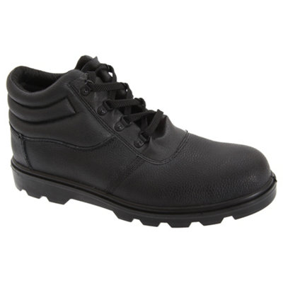 Grafters Mens Grain Leather Treaded Safety Toe Cap Boots Black (13 Uk) from B&Q