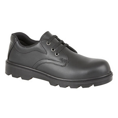 Grafters Mens Plain 3 Eye Shine Leather Safety Shoes Black (6 Uk) from B&Q
