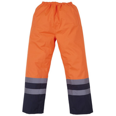 B&Q Yoko Mens Hi Vis Waterproof Overtrousers Orange
