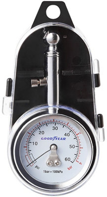 Goodyear Professional Tyre Pressure Gauge Air Measurement Psi/bar Release Button Car Bike from B&Q