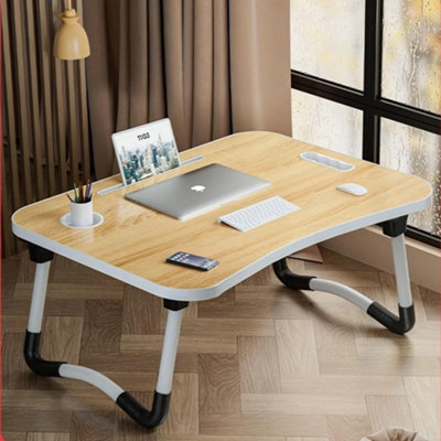 Vivo Folding Laptop Bed Table With Cup HolderWalnut from B&Q