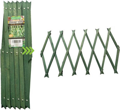 B&Q -  Expanding Green Wooden Trellis Climbing Plants Fence Panel Screening Lattice180 X 120Cm