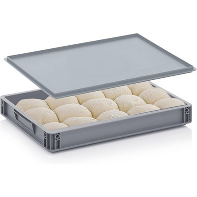 Vivo Pizza Bread Dough Tray Box With Lid Food Grade 60Cm X 40Cm X 7.5Cm 18L Stackable Proofing Tray Storage Container from B&Q