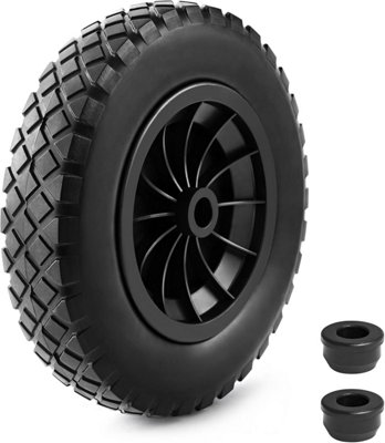 B&Q -  14" Wheelbarrow Wheel Replacement Heavy Duty Pu Puncture Proof Garden Trolley