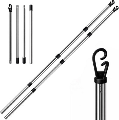 Vivo 2.4M Stainless Steel Washing Line Prop 4-Section Washing Line Laundry Support2 Poles from B&Q
