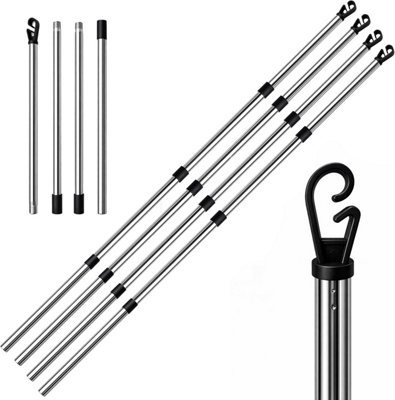Vivo 2.4M Stainless Steel Washing Line Prop 4-Section Washing Line Laundry Support4 Poles from B&Q