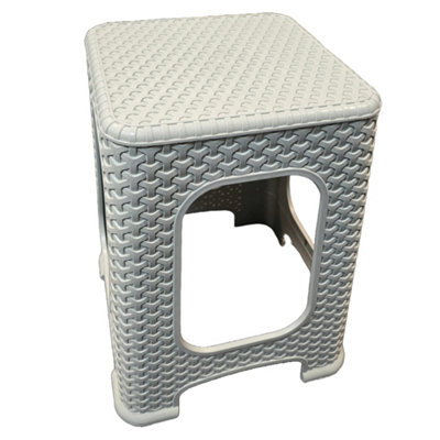 Vivo Technologies Rattan Step Stool Plastic Large Stool Indoor Outdoor Stackable Chair Home GardenBeige from B&Q