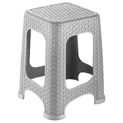 Vivo Technologies Rattan Step Stool Plastic Large Stool Indoor Outdoor Stackable Chair Home GardenGrey from B&Q
