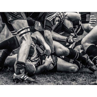 Wee Blue Coo Unframed Wall Art Photo Sport Rugby Football Close Up Scrum Players Ball Game12X16 Inch from B&Q