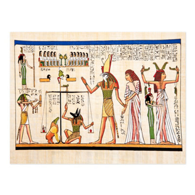 Wee Blue Coo Unframed Wall Art Painting Ancient Egyptian Heiroglyphics Horus Thoth Anubis Mural12X16 Inch from B&Q