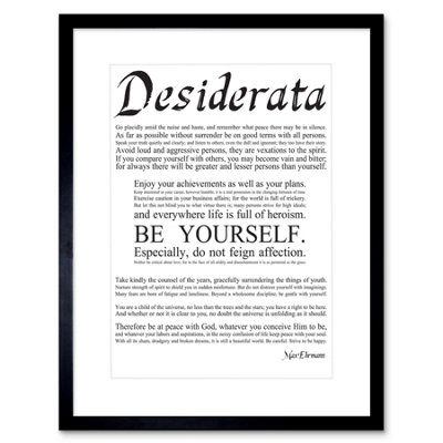 B&Q -  Desiderata Ehrmann Go Placidly Amid Yourself Quote Framed Wall Art Print