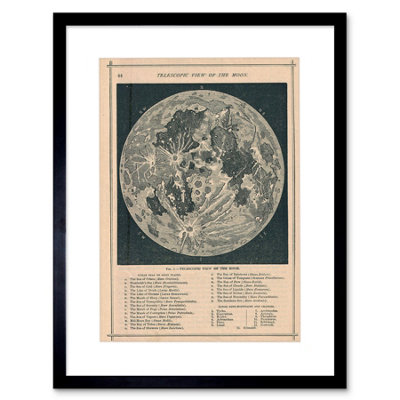 Artery8 Map Illustrated Antique Telescopic Moon 12X16" Framed Wall Art Print from B&Q