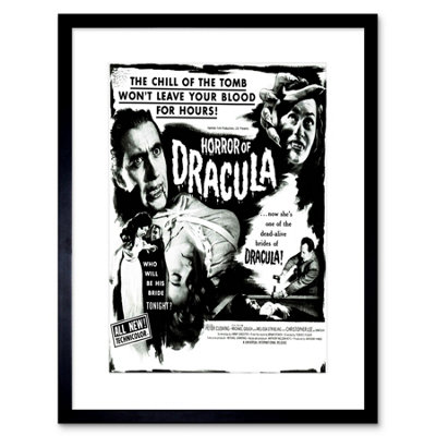 Artery8 Movie Film Horror Dracula Cushing Vampire 12X16" Framed Wall Art Print from B&Q