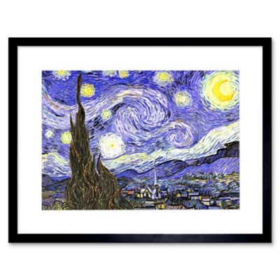Artery8 Vincent Van Gogh Starry Night Old Master Painting 12X16" Framed Wall Art Print from B&Q