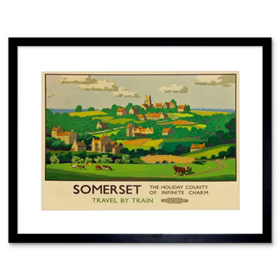 Artery8 Travel Rail Train Somerset County Village Rural 12X16" Framed Wall Art Print from B&Q