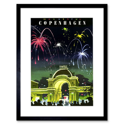 Artery8 Copenhagen Denmark Tivoli Gardens 12X16" Framed Wall Art Print from B&Q