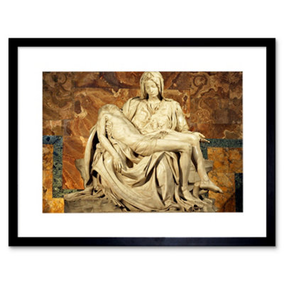Artery8 Michelangelo Pieta 1499 Old Master Painting 12X16" Framed Wall Art Print from B&Q